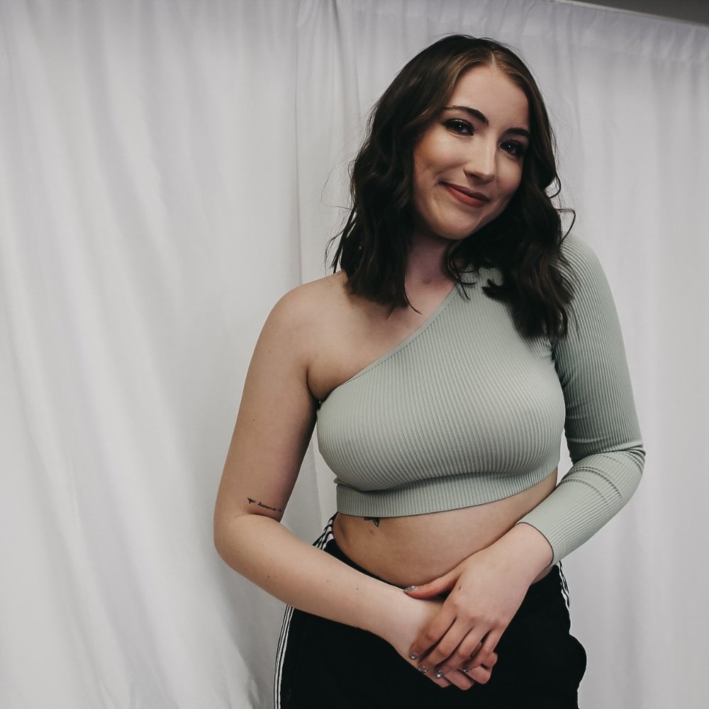 SAGE ONE SLEEVE CROP TOP NWT